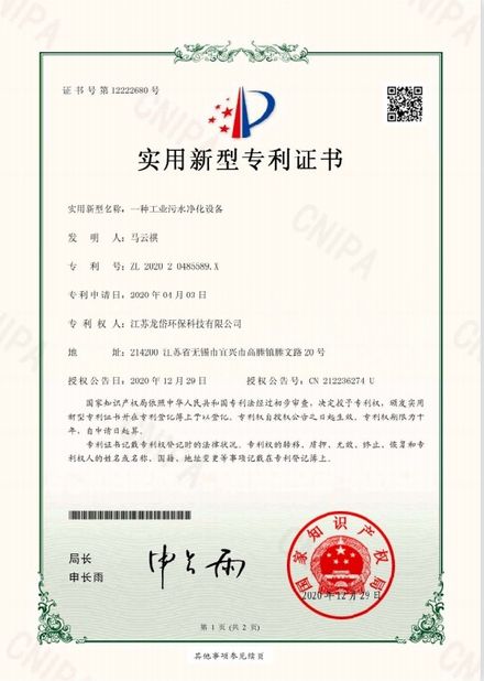 中国 Jiangsu Longdai Environmental Protection Co., Ltd. 認証